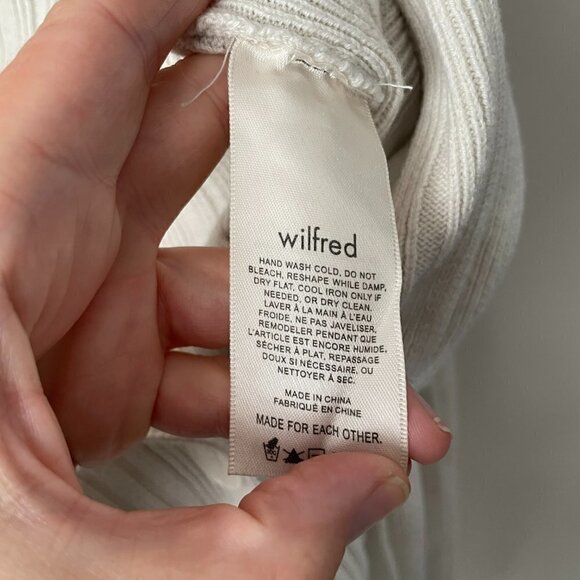 WILFRED Plunge Button Front Cardigan Knit Wool Long Sleeve Cropped Neutral XS - Picture 7 of 9